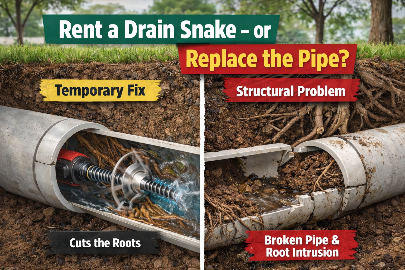 Should You Rent a Drain Snake for Tree Roots? Costs, Risks, and Alternatives